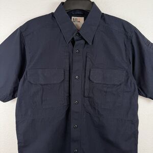 5.11 Tactical Shirt SMALL Black Short Sleeve Button Up Security Ready Pocket EUC